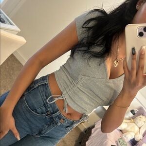 Gray Women's Wrap Top